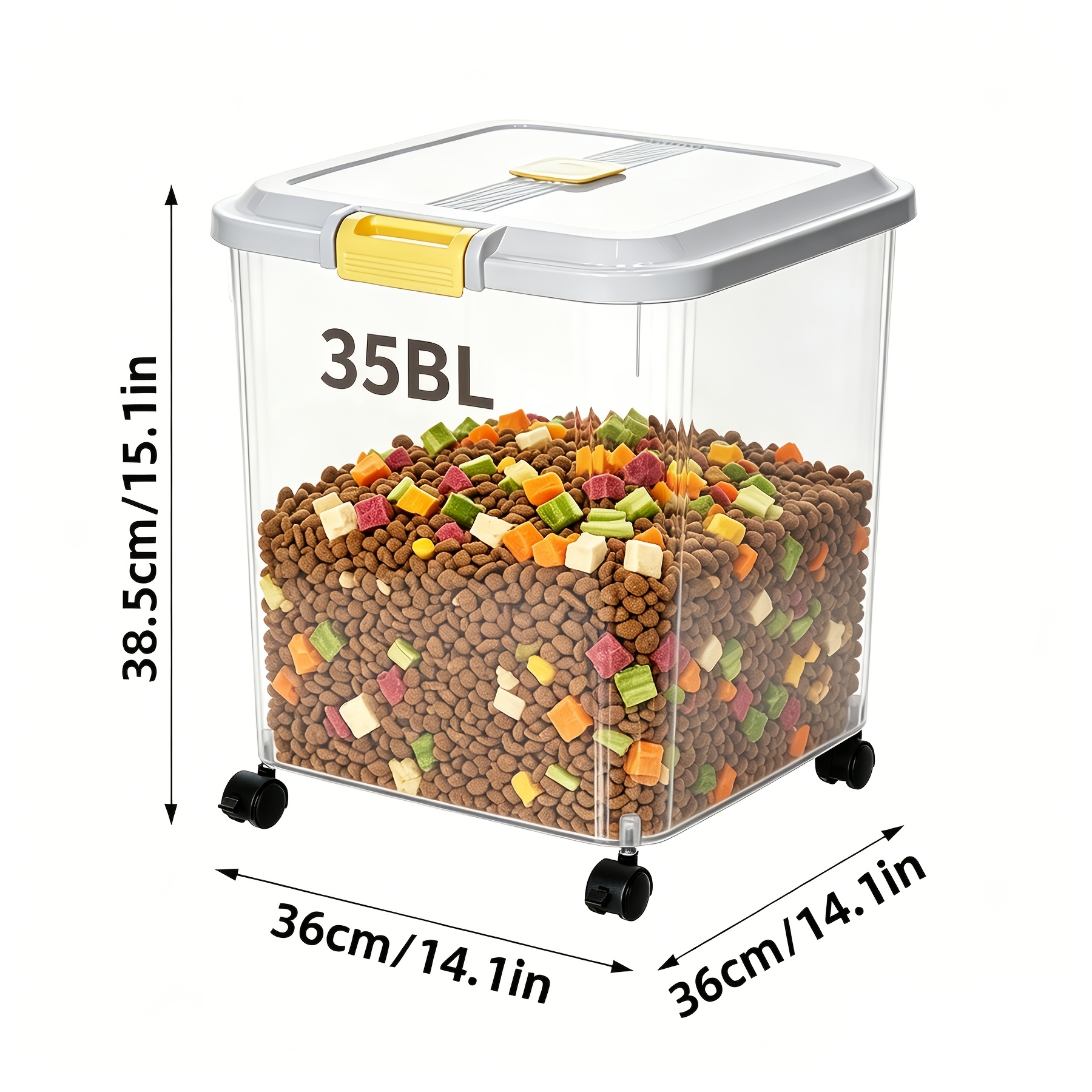 Dog Food Storage Container With Wheels, Large Airtight Pet Food Storage Boxes, Dry Food Bin, Transparent Plastic Storage Bins For Holding Rice, Snack, Corn, Pet Food, Soybeans And Etc