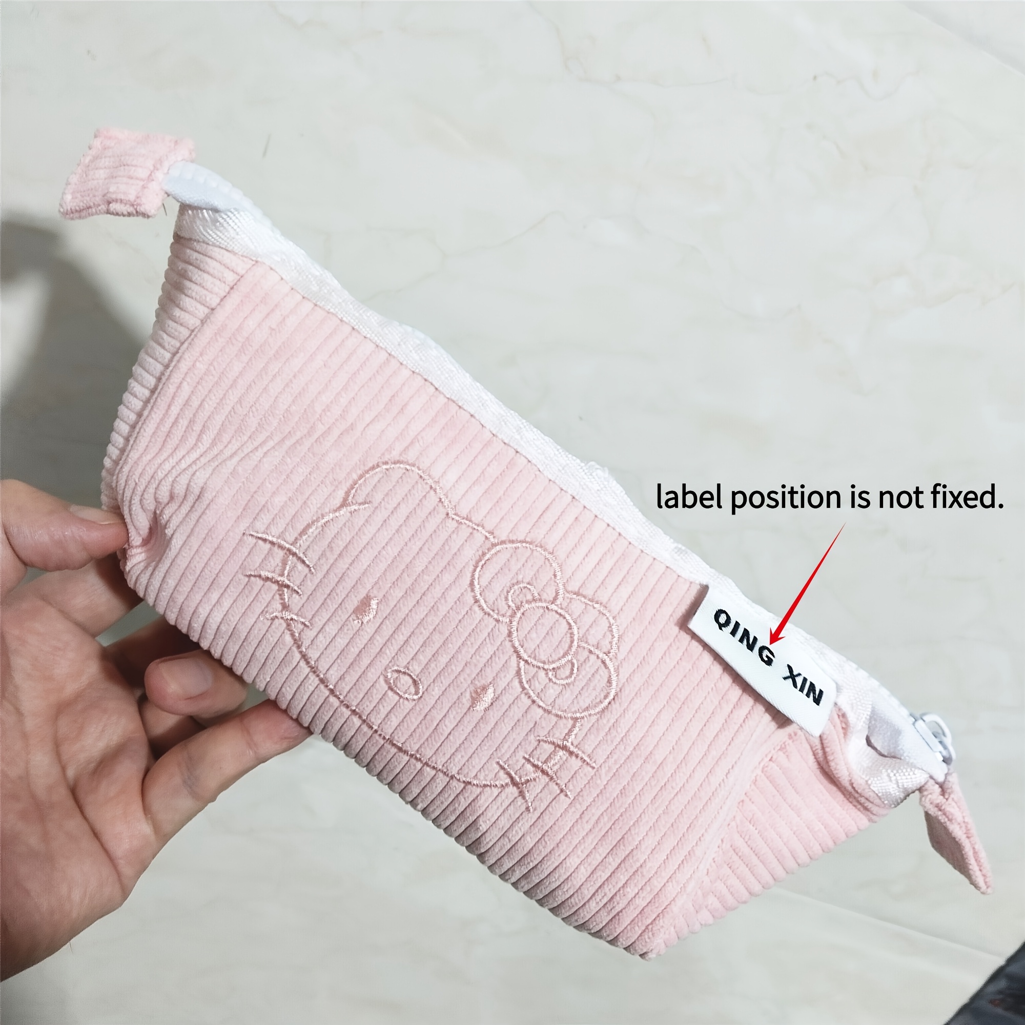 Image of 1pc, New Women's Small Handbag, Corduroy Soft Material, Cute Cartoon Print Pattern, Zipper Closure Large Capacity , Very Suitable For Use As A Makeup Bag, Coin Purse, Id Case, Toiletry Bag