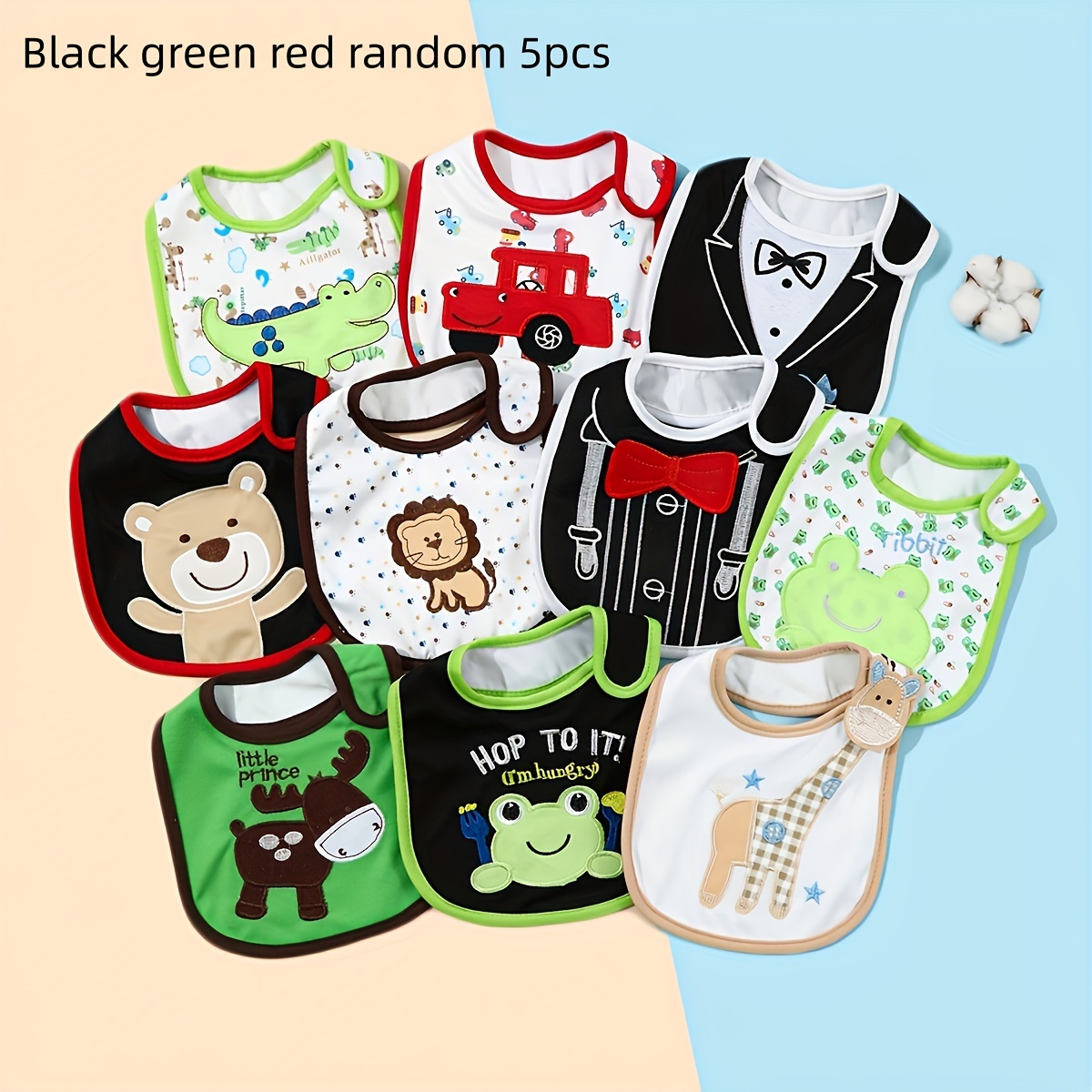Random 5pcs Set Of Baby Bibs Newborn Saliva Towels Bibs