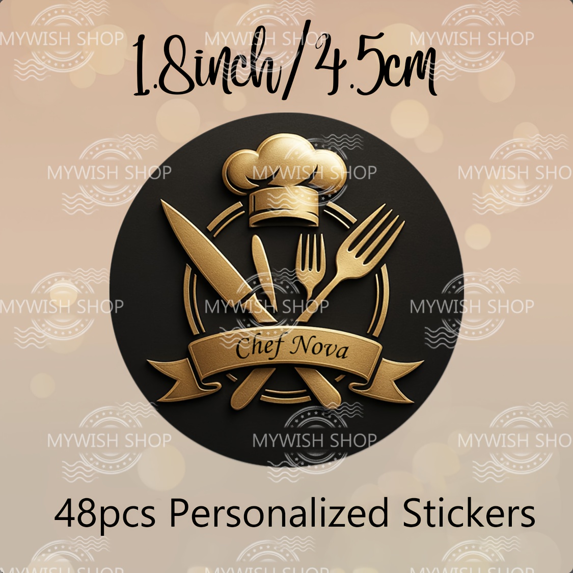 TEMU 48pcs, Chef Emblem Featuring A And Utensils, Tailored Stickers, Customized Baking Labels For Bakers, Bakery Stores, Food Packaging, And Small