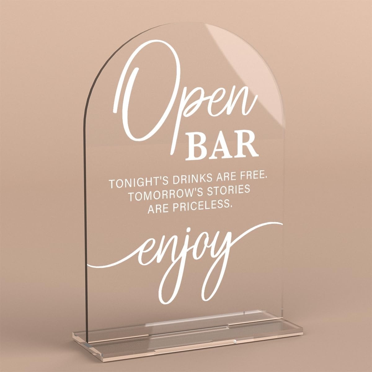 Image of 2d Flat - [2d Flat] Wedding Sign - 2d Flat Acrylic Material "tonight's Drinks, Stories!" Plaque, For Wedding Banquet Bar Decoration, With Memory Quote, Celebration Display Board