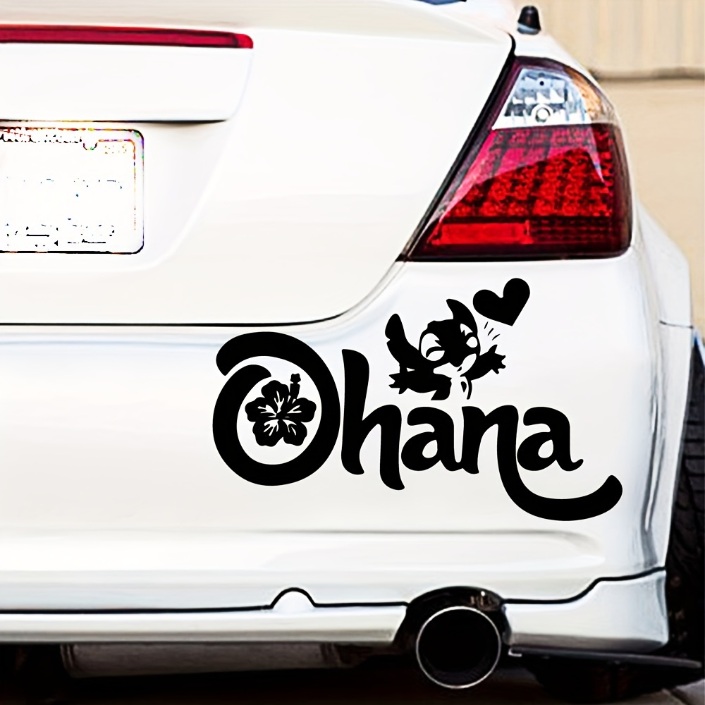 

Ohana Family Love Heart & Hawaiian Flower Vinyl Decal Stickers, Self-adhesive Creative Car Motorcycle Body Decorative Patches, Scratch Cover Custom Graphics Vinyl Stickers For Vehicle Modification