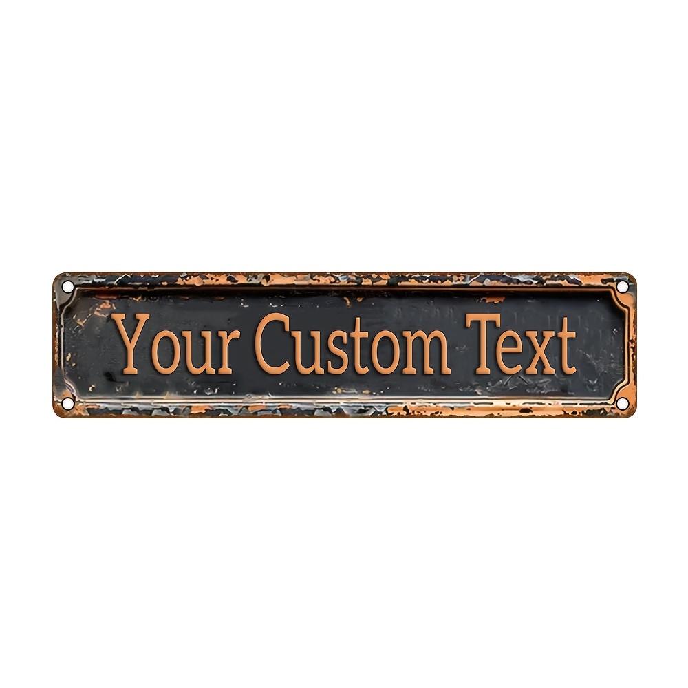 TEMU Customizable Vintage Metal Street Sign | Personalized Text With Ornate , Retro Aluminum Wall Decor For Indoor/outdoor Use, 40.64x10.16 Cm,