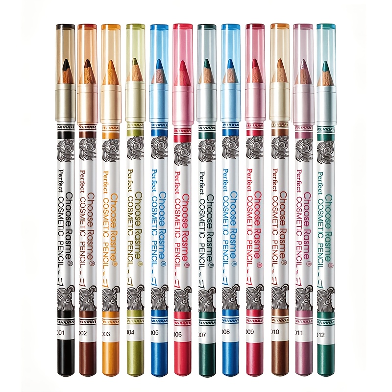 12pcs Set Of Colored Eyebrow Pencils Pearl Non-smudging Makeup Pen Set