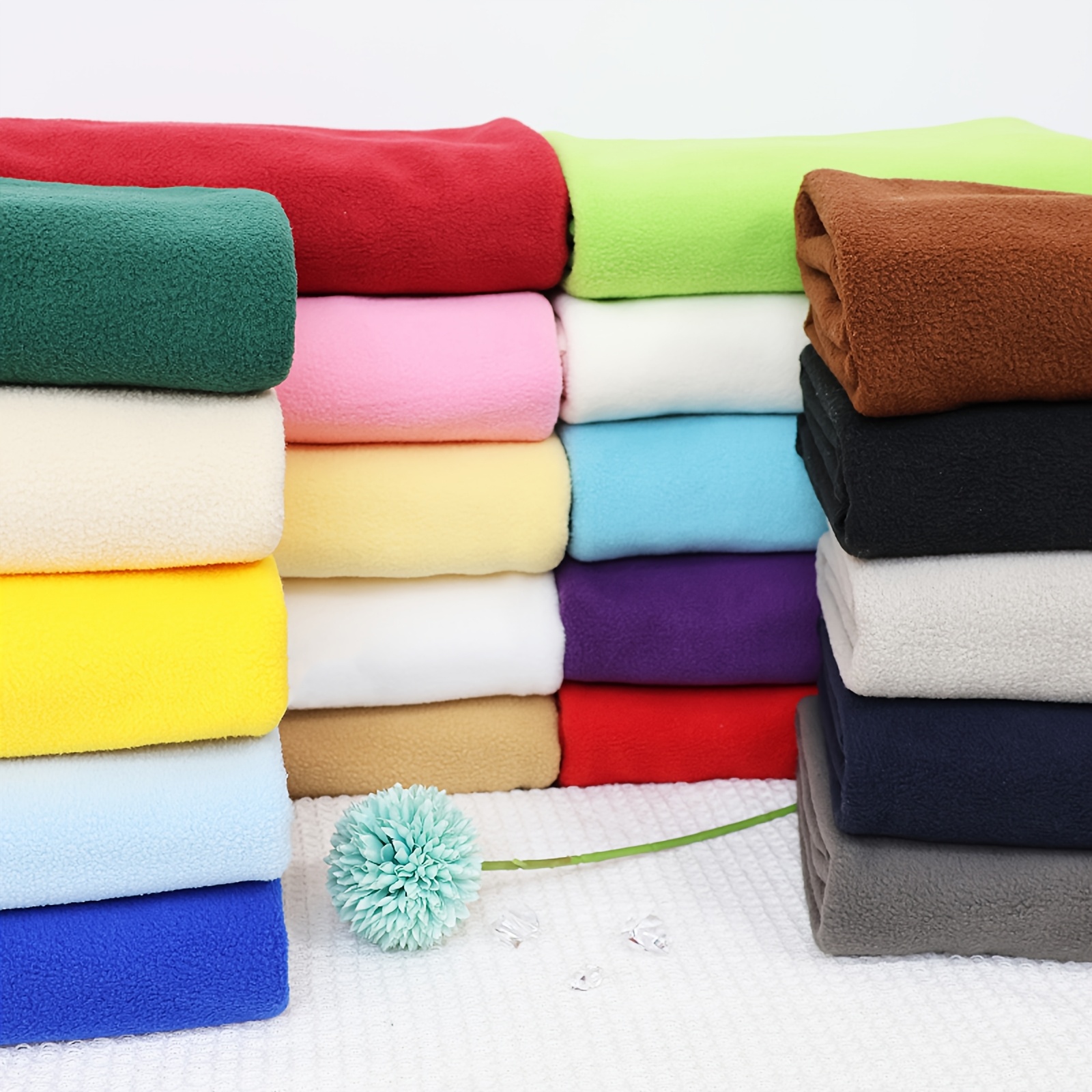 Anti Pill Fuzzy Blanket Material Solid Color Knitted Polar Fleece