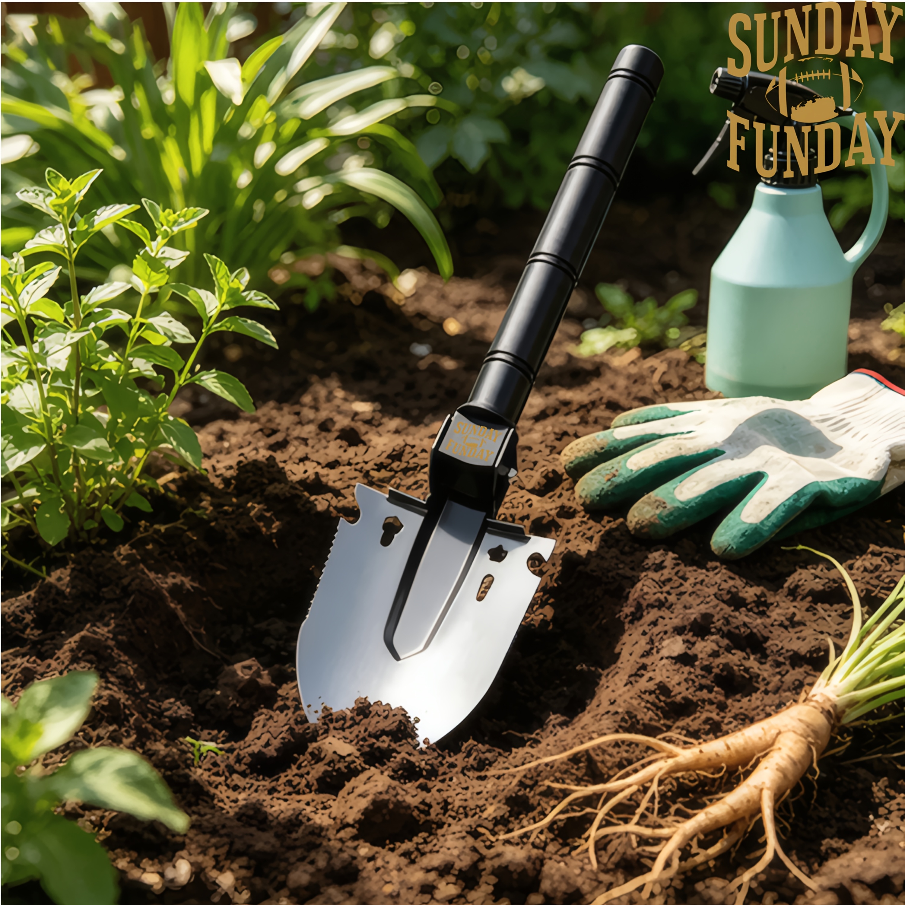 Multi-Functional Portable Factory Shovel with Rugby-Themed Pattern, Lightweight