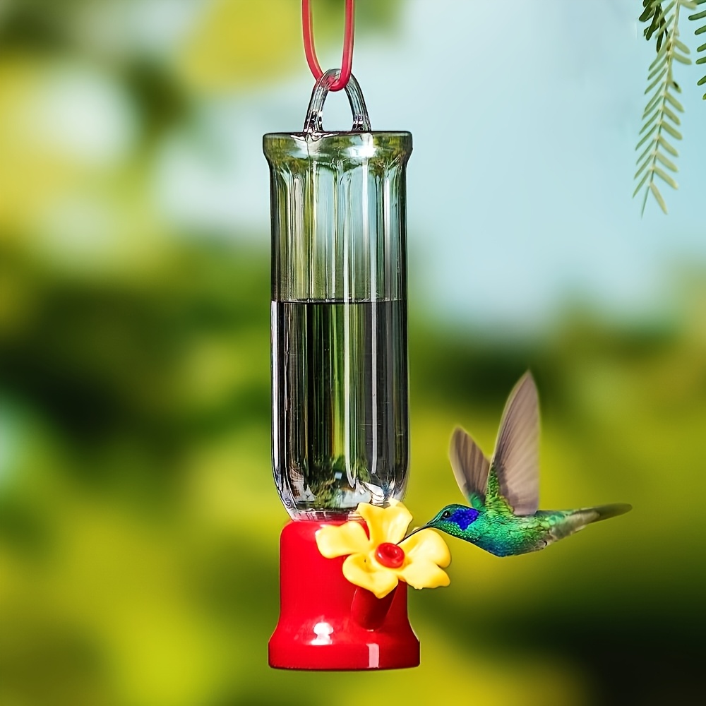 Comedero para colibríes, 1 pieza, de plástico transparente, extraíble y colgante con alambres para colgar, suministros de jardín para exteriores