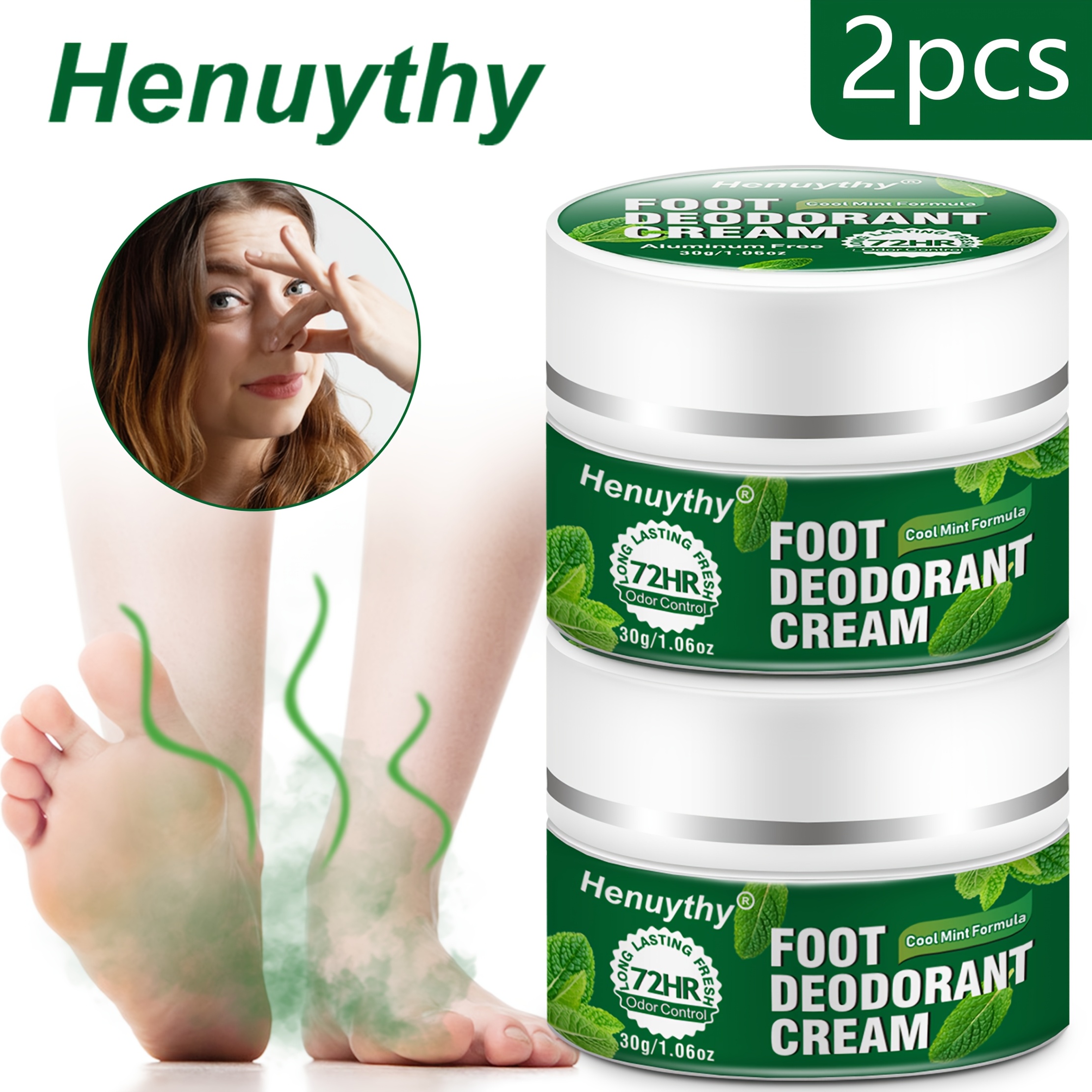 2pcs Foot Odor Removal Cream, Formula, 72 Hour Odor Controls, Aluminum Free, Keep Your Foot Smell , Unisex