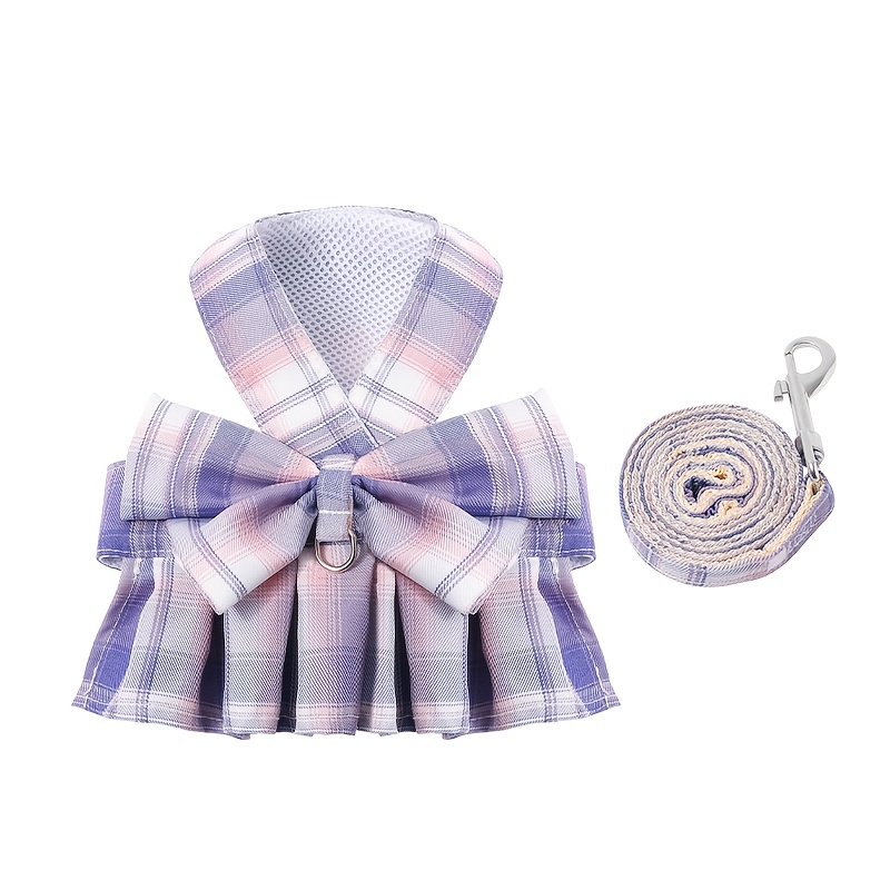 Dog Dress Bow Tie Harness and Leash Set