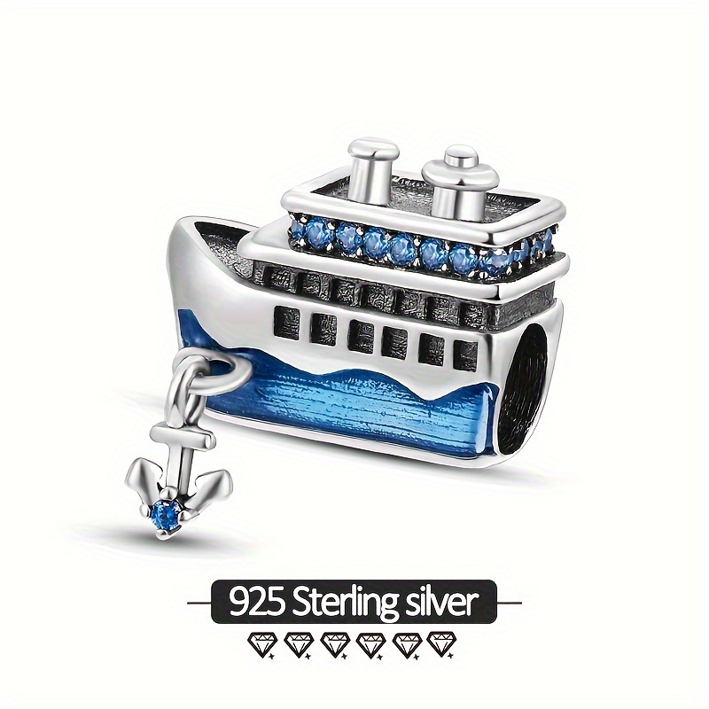 

Original Design 925 Silver Hypoallergenic Blue Cruise Ship Charm Beads Jewelry Gift For Women