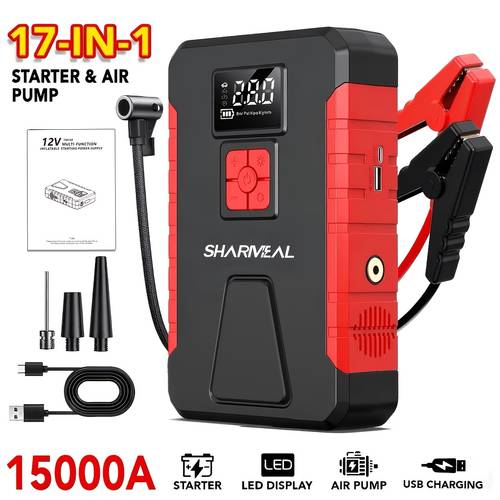 item picture 15000a 13000a 12v 17 in 1 portable jump starter with air compressor jump starter car battery charger car jump starter with air compressor jump starter para car accessories tools led light battery charger cart battery charger tire inflator