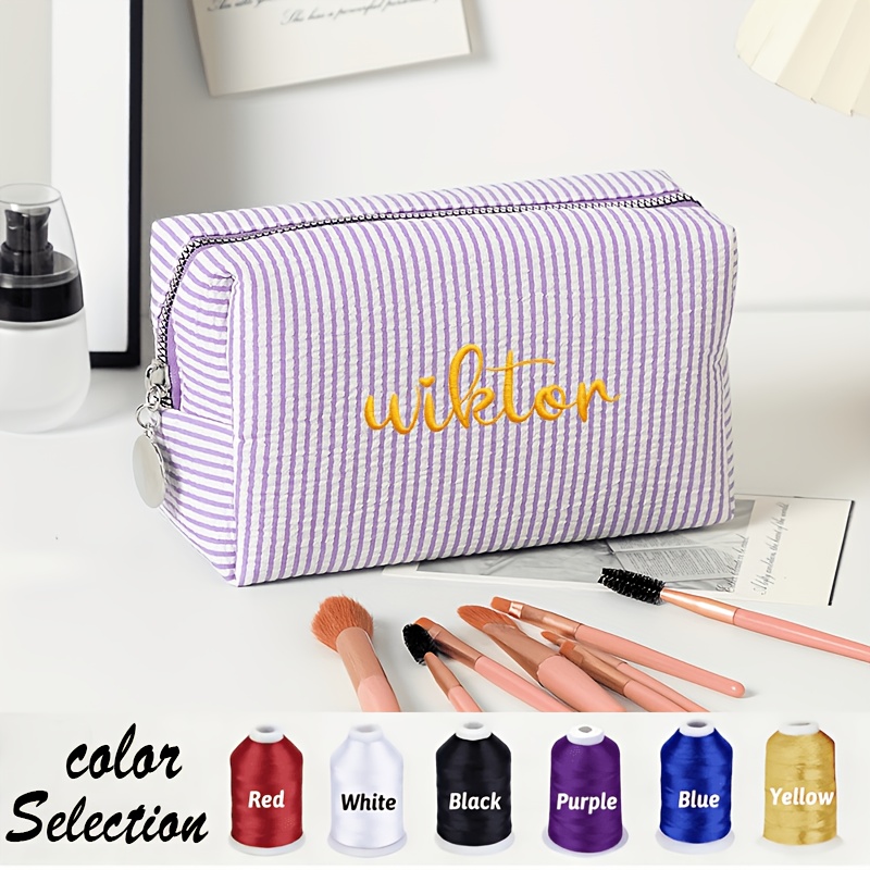 TEMU Custom Embroidered Organza Makeup Bag, Bridesmaid Makeup Bag, Portable Travel Toiletry Bag, Skincare Storage Bag, Personalized Bridesmaid Gift,