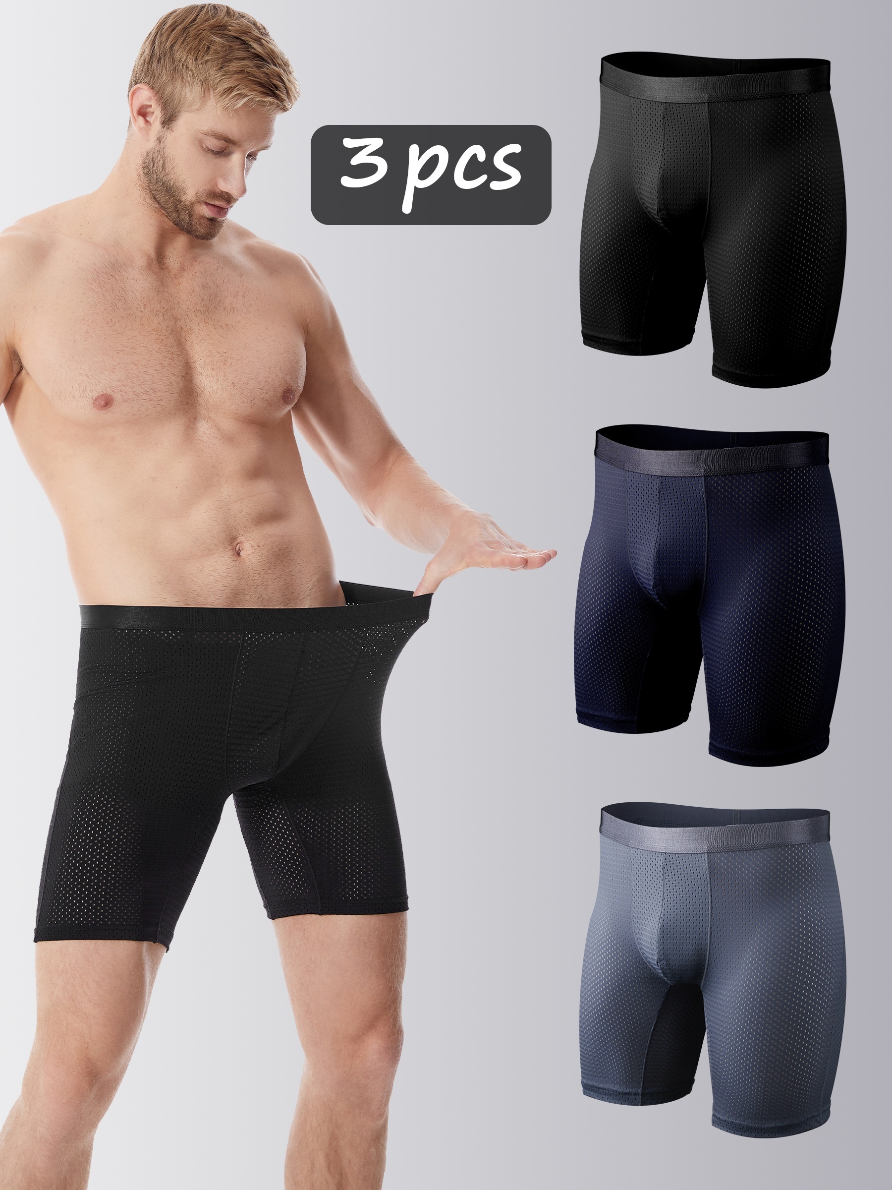 Men's Ice Silk Cool Boxer Briefs Seamless Breathable Comfy - Temu