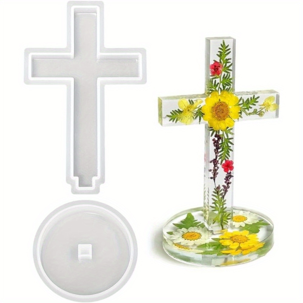 Resin Casting Molds 1pc Of Silicone Mold 5'' Standing Cross Silicone Mold With Base, Mold For Epoxy Resin