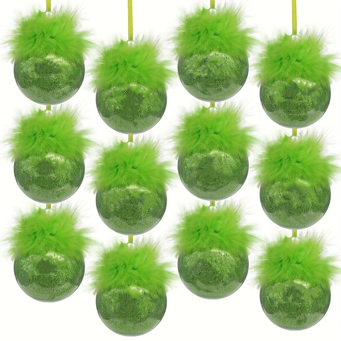 

12pcs Fuzzy Christmas Tree Ornaments - Hanging For