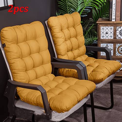 2 thickened wide polyester fiber lounge chair pads comfortable and soft machine washable with straps full back support fabric seat covers suitable for garden furniture outdoor seating and indoor outdoor use
