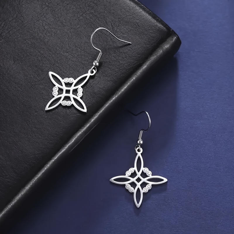 TEMU 1 Par de Nuevos Pendientes con Nudo de Bruja, Estilo Bohemio de Acero Inoxidable 304 304, Pendientes Colgantes de Moda para Hombres y Mujeres,