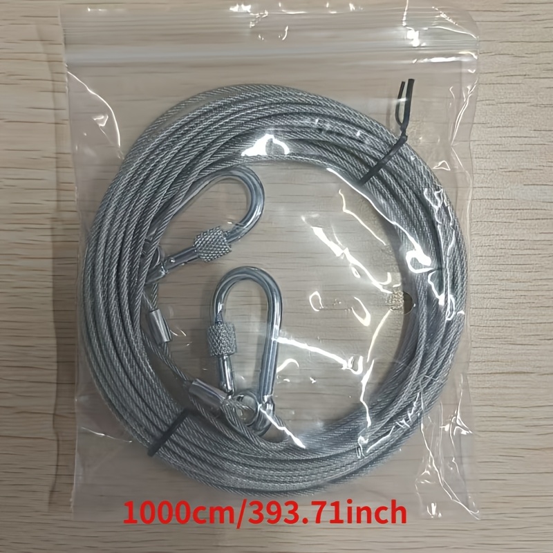 TEMU Ligne à linge en acier inoxydable, câble en acier anti-chute avec câble de sécurité revêtu et crochets, câble en acier multifonctionnel robuste,