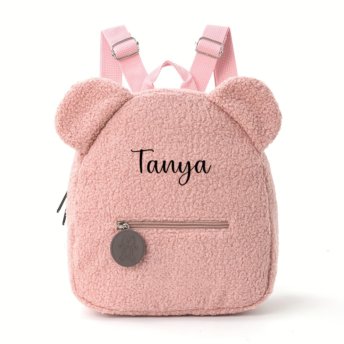 TEMU Sac à dos en peluche personnalisé brodé - Créez votre nom et , matériaux de qualité supérieure, bretelles réglables/Sac d'extérieur polyvalent,