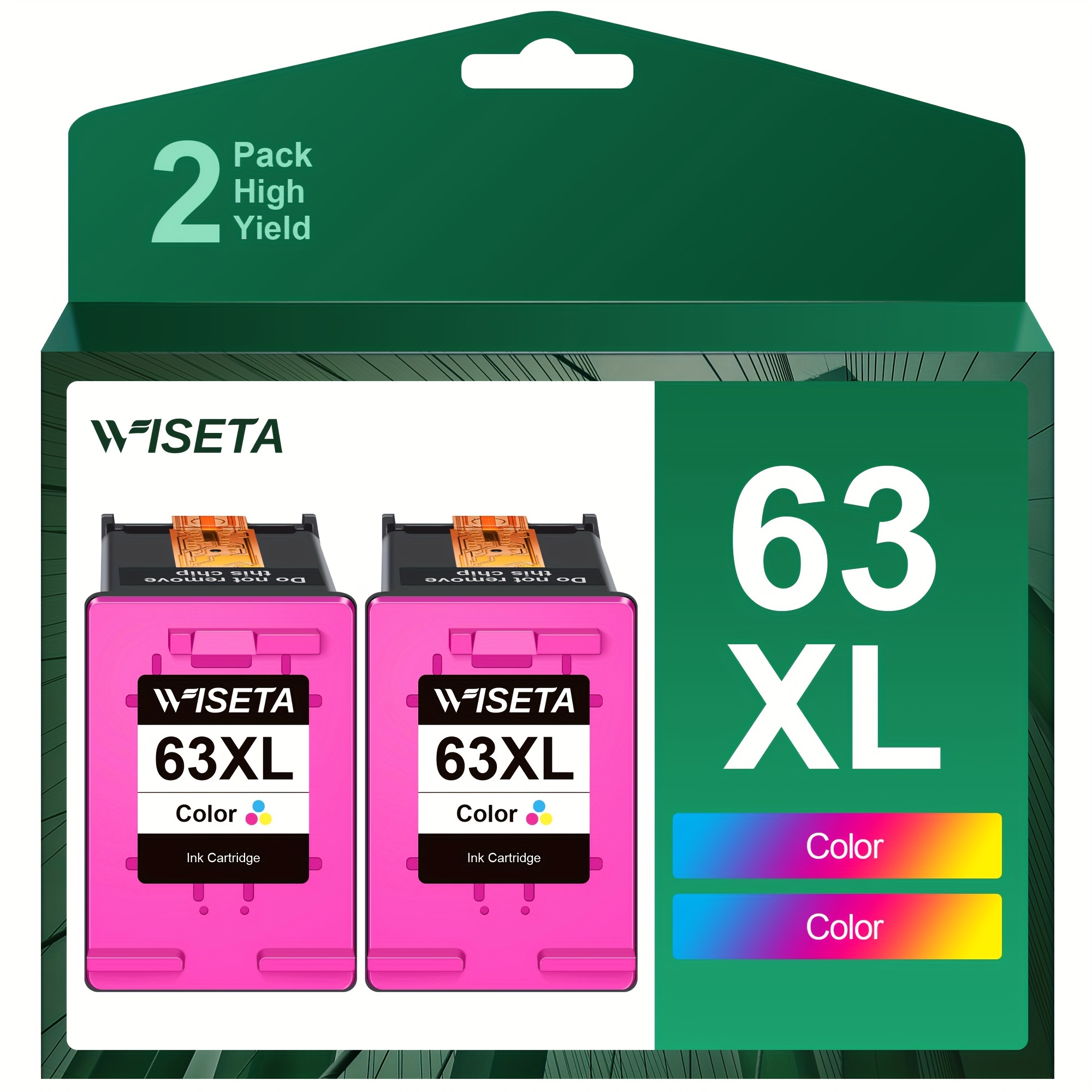 

Wiseta Remanufactured 63xl Color Ink Cartridges Replacement For Ink 63 63xl (tricolor 2-pack) 63 Color Ink Cartridges For Printers Officejet 3830 Envy 4520 4512 Officejet 4650 5255 Deskjet 1112