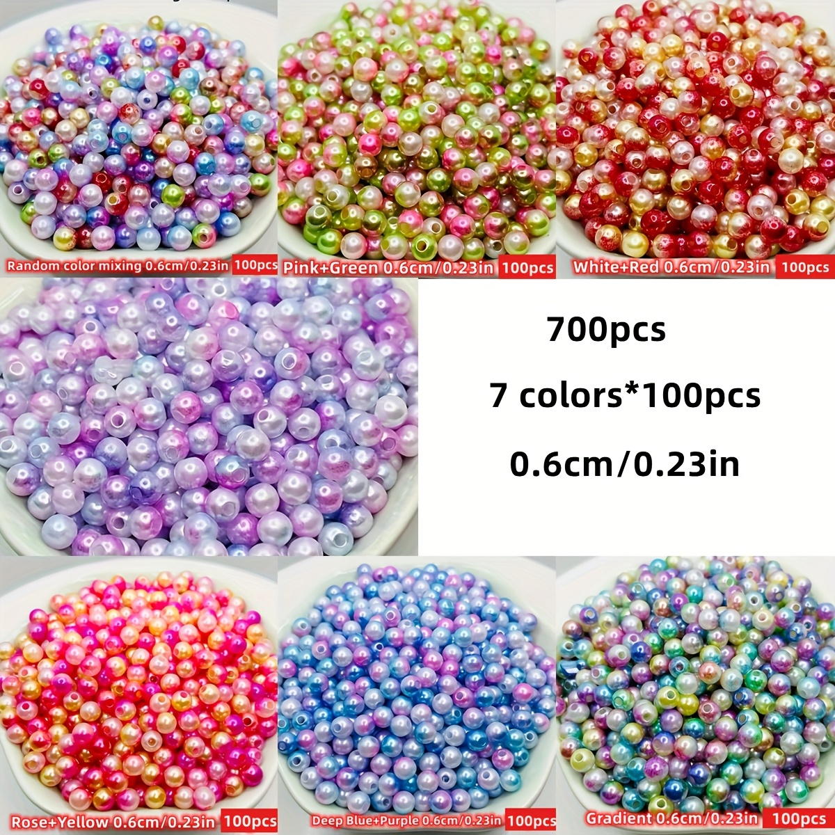 700pcs/200pcs/100pcs 6mm Acrylic Gradient Round Beads,random Colors From, Making For , Used As Diy