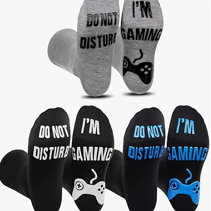 

3 Pairs Do Not Disturb I'm Gaming Socks Novelty Cotton Socks For Game Lovers