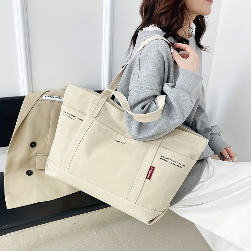 Women's Large Capacity Casual Tote Bag Minimalist Stylish Design with  Zipper Closure Fixed Shoulder Strap, Durable Fabric for Commuting,, Work  W