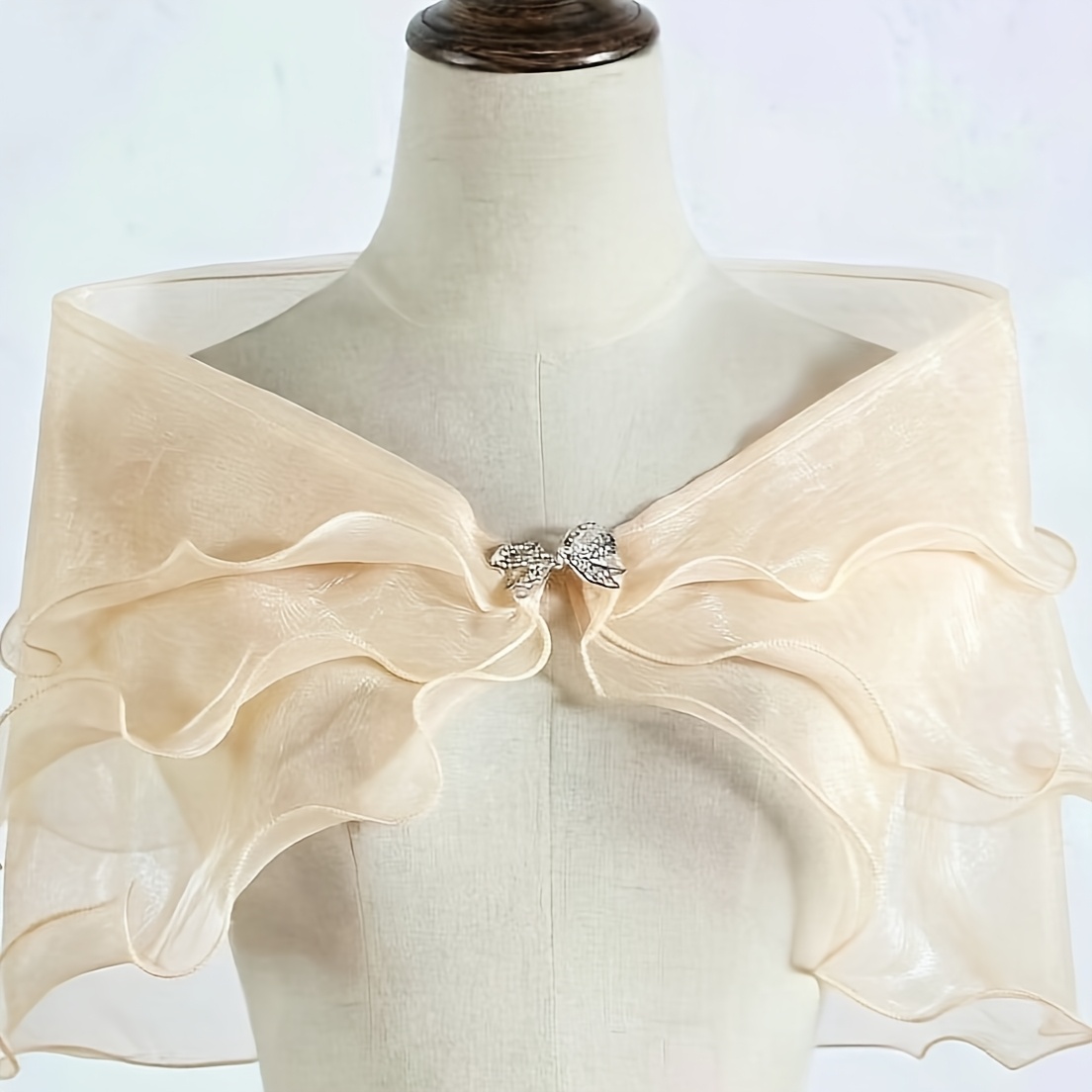 TEMU 1pc Lace Short Sleeve Shrug Bridal Wedding Elegant Cape Summer Casual Shawl Banquet Dress Cloak