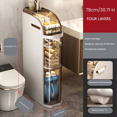5 tier narrow bathroom storage cabinet freestanding floor organizer with drawers handles durable design for small spaces laundry kitchen bedroom bathroom organizers and storage bedroom space saver sleek transparent doors spacesaving design bedroom organization easytoclean material apartment living