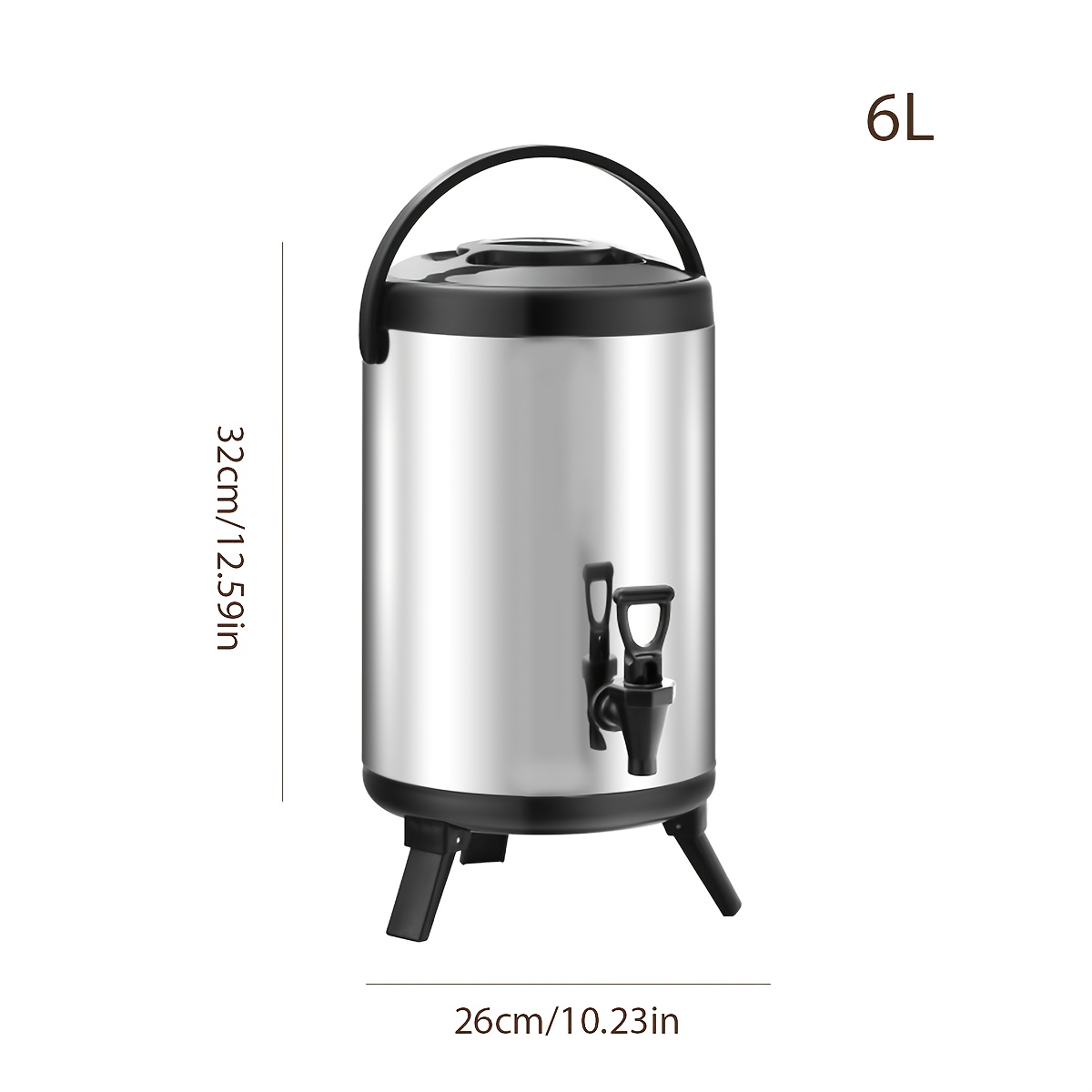 E-shop 6L Edelstahl Isolierter Teedispenser mit Griff, Vielseitiger Eiseimer für Trinken im Freien, Thermischer Eimer mit großem Fassungsvermögen für