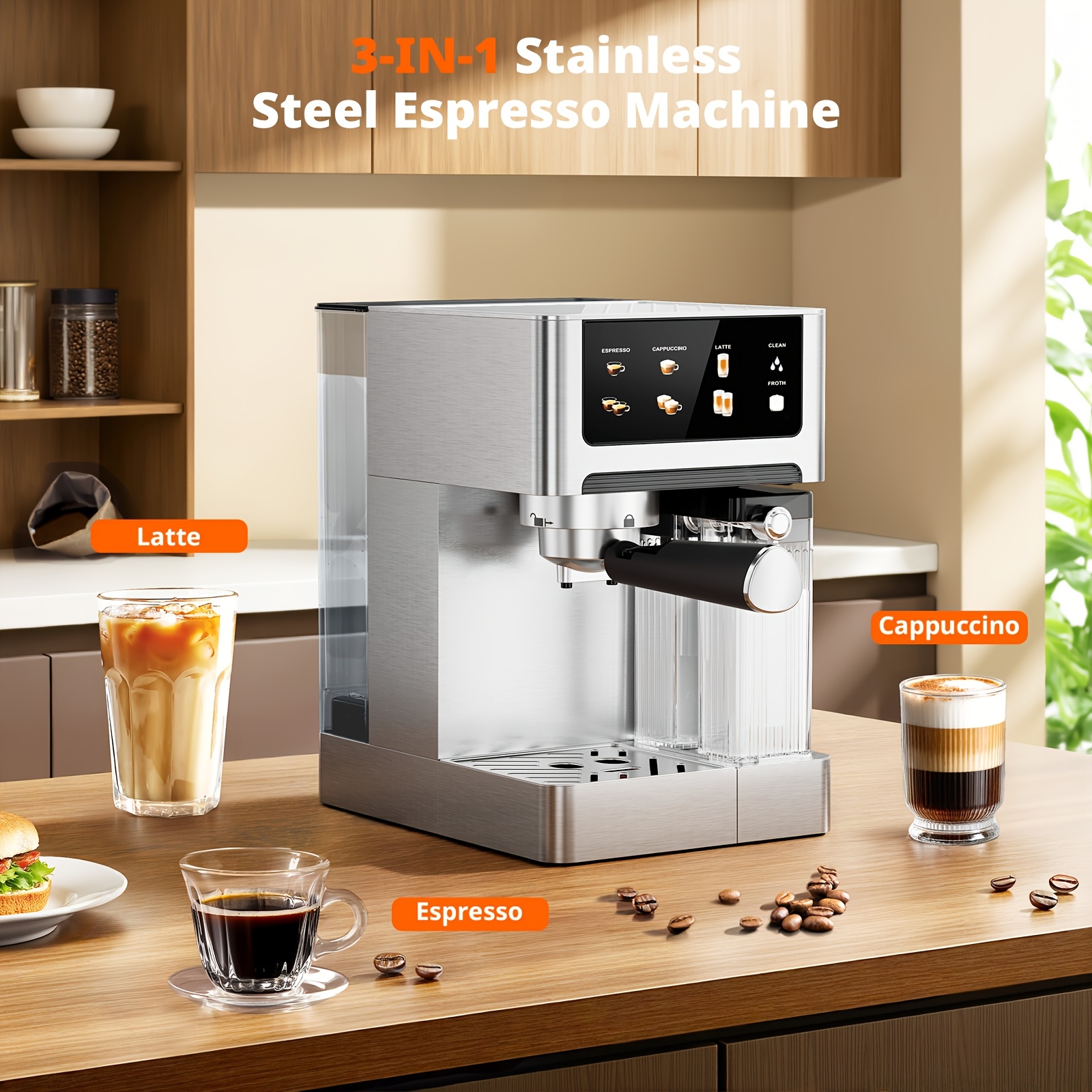 20-bar 3-in-1 espressomachine met automatische melkschuimer
