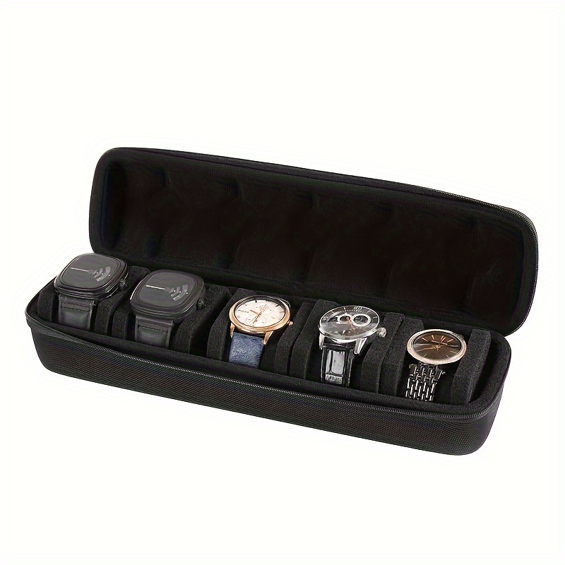 

5- Storage Bag, , Shockproof, Portable Business Watch Storage Box, Travel Zipper Eva Protective Bag