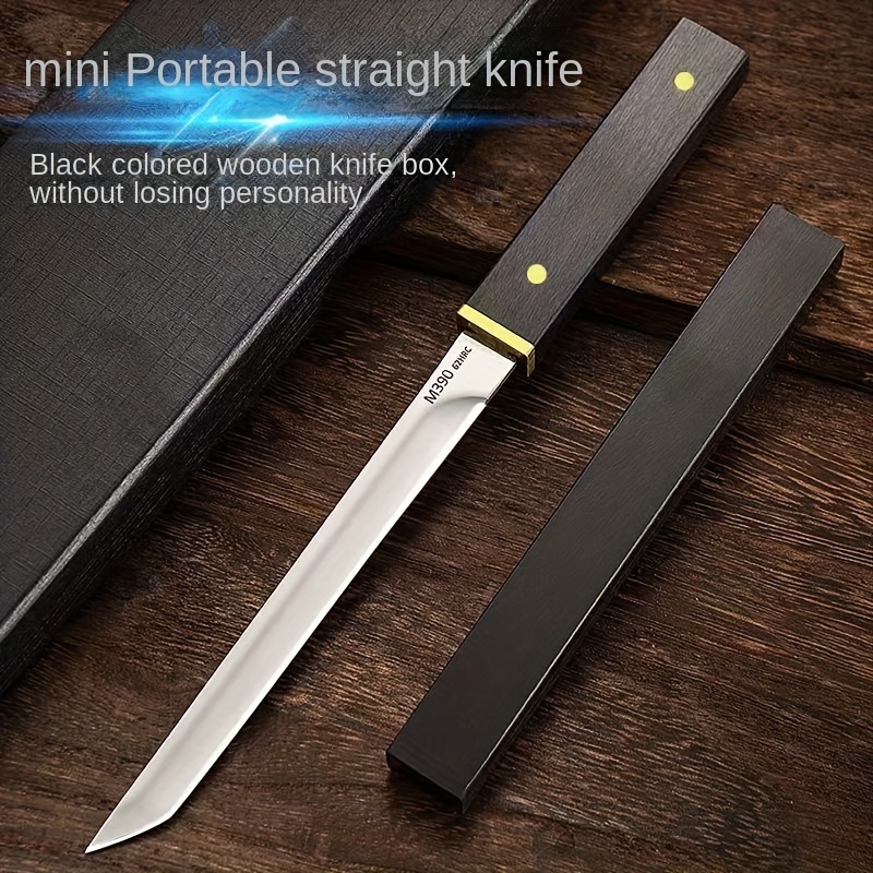 

Outdoor Multi-function Straight Knife Outdoor Camping Convenient Knife Fruit Knife, Black Color Wood Handle 5cr15 Steel