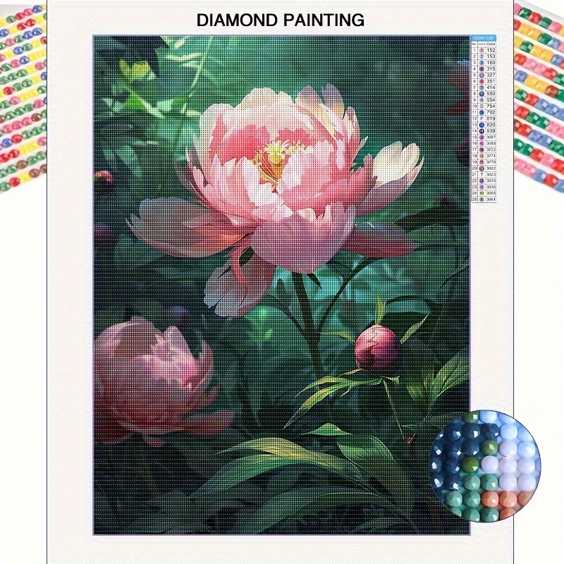 

Floral Diamond Painting Kit: 5d Mosaic Art Set With Round Diamonds, Suitable For Beginners And Diy Enthusiasts - Perfect For Bedroom, Living Room Decor