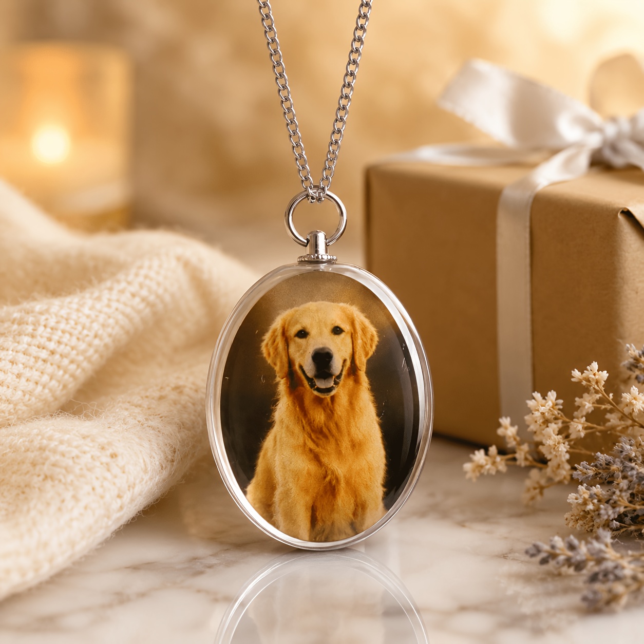 TEMU Custom Photo Crystal Necklace - Personalized Picture Jewelry, Uv Printed Pendant Charm. Pet Loss Sympathy Memorial, Gift For Mom Dad , Christmas
