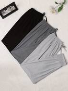 drei sets einfarbiger freizeithosen für herbst und winter, elastische hohe taille, lockere passform, hosen für zuhause, damen-pyjamas und heimkleidung, für frühling und sommer