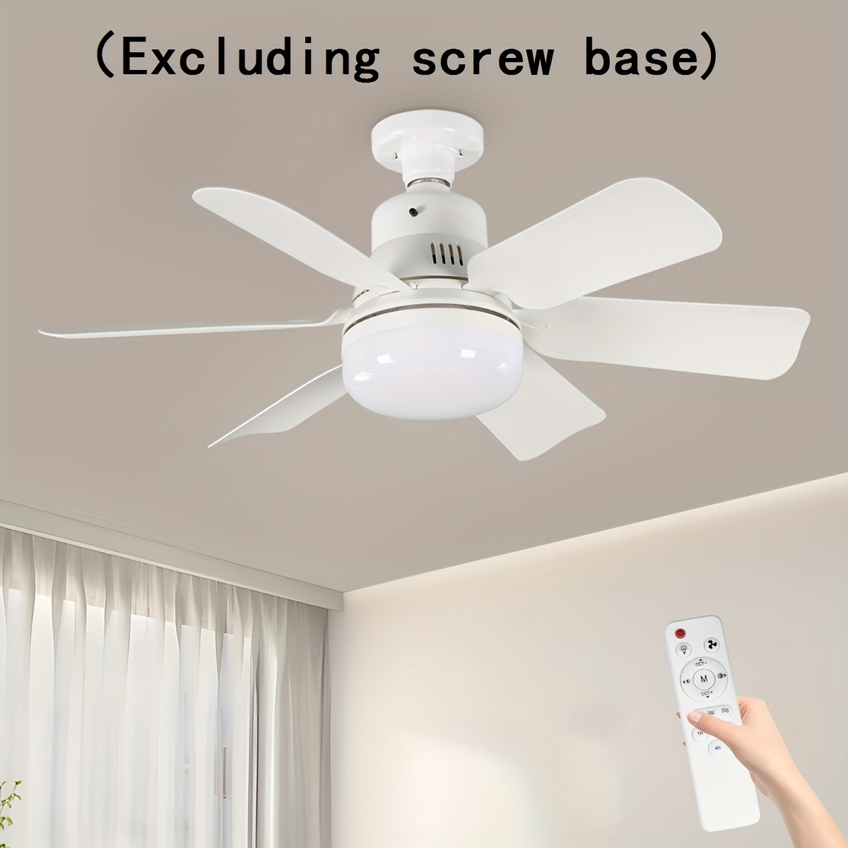 

1 Pack Multifunctional E26/e27 Outlet Ceiling Fan With Remote Control - Dimmable Fan Light, , Living Room, Bedroom, Balcony, Garage