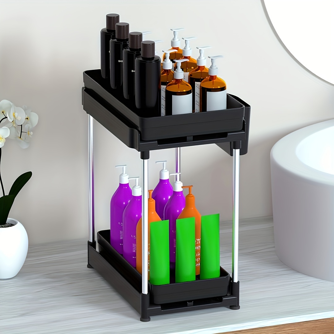 pull organizer dual sliding bathroom organizer storage space details 2