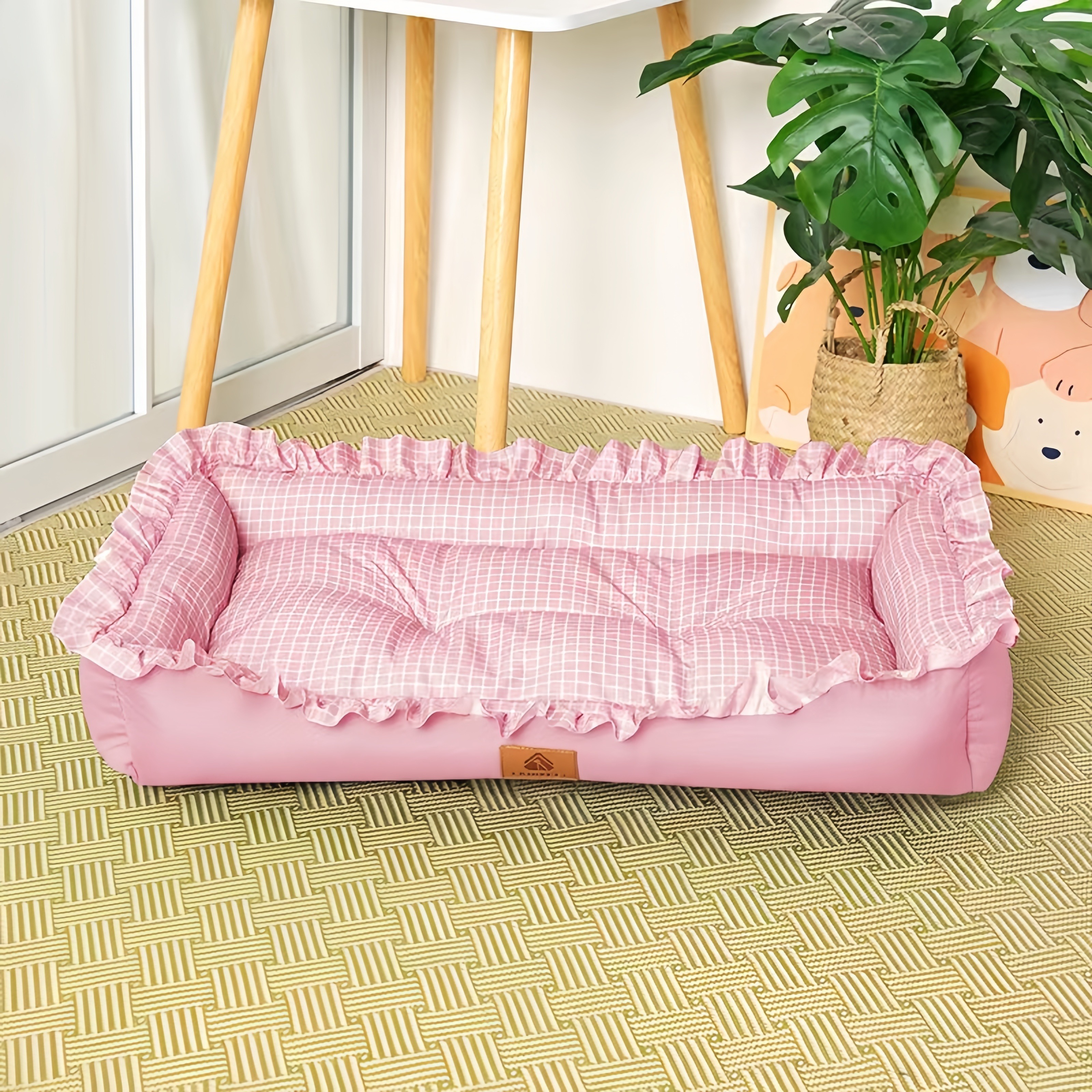 

Cotton Pet Sofa Bed With Plush Fill, Comfy Cat Couch For All Seasons, 3 Sizes Available - Assorted Colors