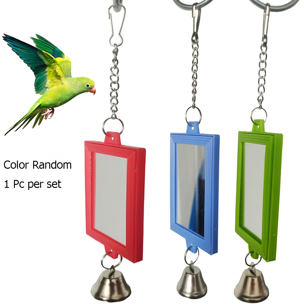 

1pc Double-sided Square Mirror Bird Toy - , Parrot Cage Accessory, Pet Bird Plaything For Cage Decoration