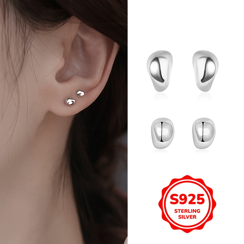 

S925 Sterling Silver Small Stone Stud Earrings, And Fashionable, Hypoallergenic, While Sleeping Without Needing To Off.