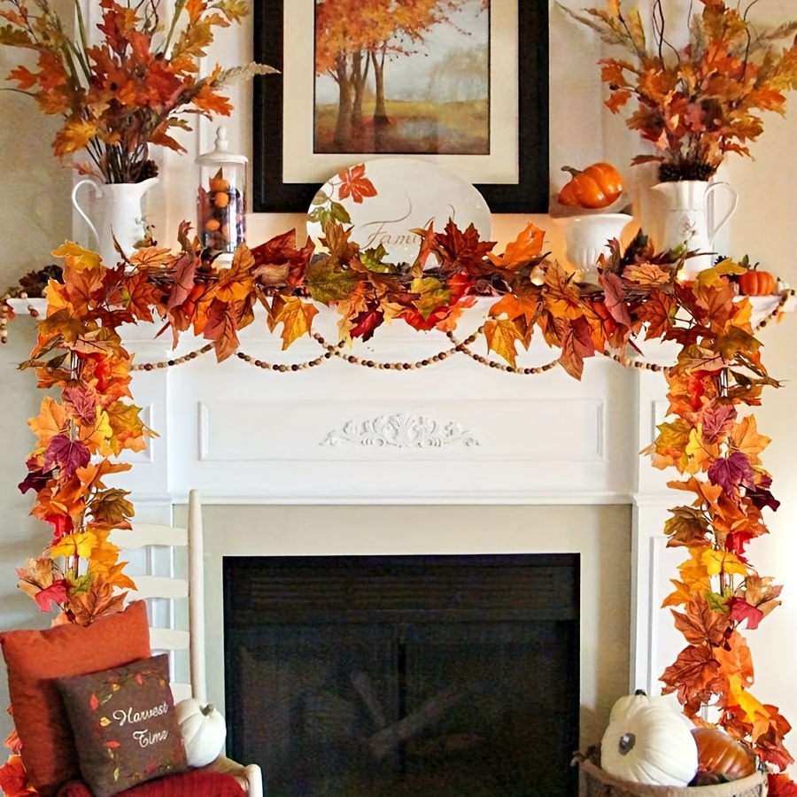 

1pc Elegant 78" Maple Leaf Garland - Halloween, Christmas & Thanksgiving Decor | No Power Needed, Feather-free Holiday Wall Hanging