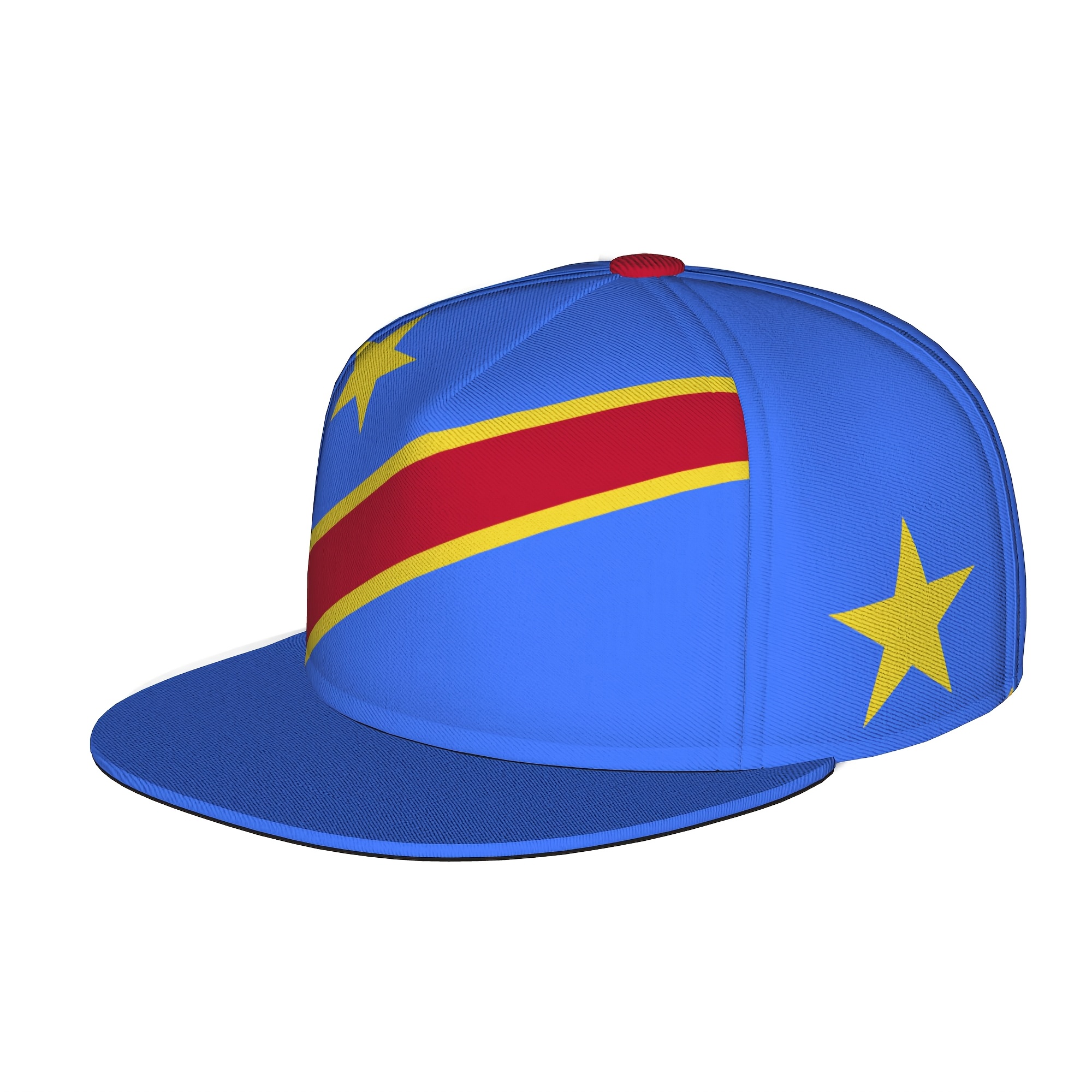 TEMU Men's Baseball Featuring The Flag Of The Democratic The Congo - Adjustable Unisex Flat-brim , Casual Wear And Outdoor Activities, And Makes A