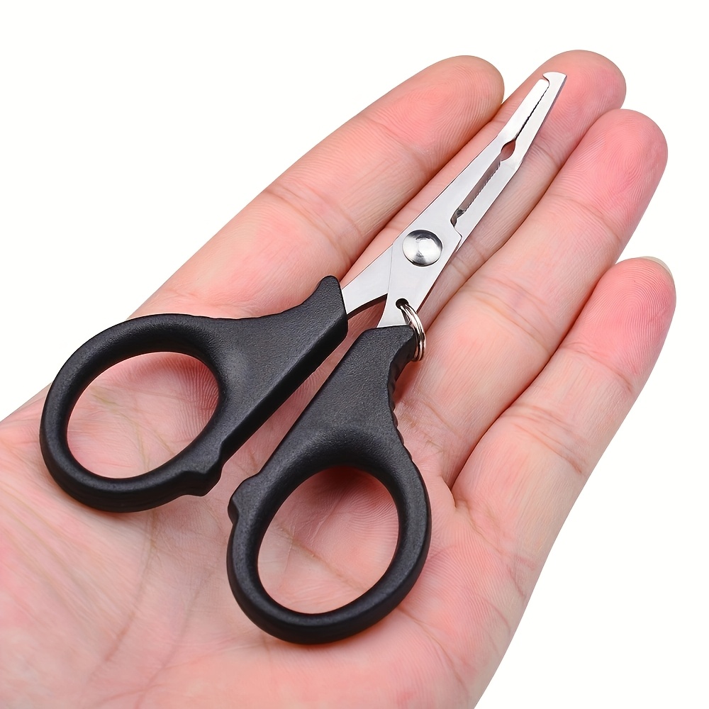 

1pc Stainless Steel Fishing Scissors, 4.3in Eagle With Serrated Teeth, Curved & Straight Hooks, Non-slip Rubber Handle, Multi-festival Gift For