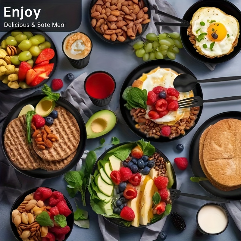 32 16pcs kitchen wheat straw large size dinnerware set service for 8 4 unbreakable modern dish set dinner plate dessert plate cereal bowl cup dishwasher and microwave safe lightweight tableware perfect camping and everyday use gifts for men details 3