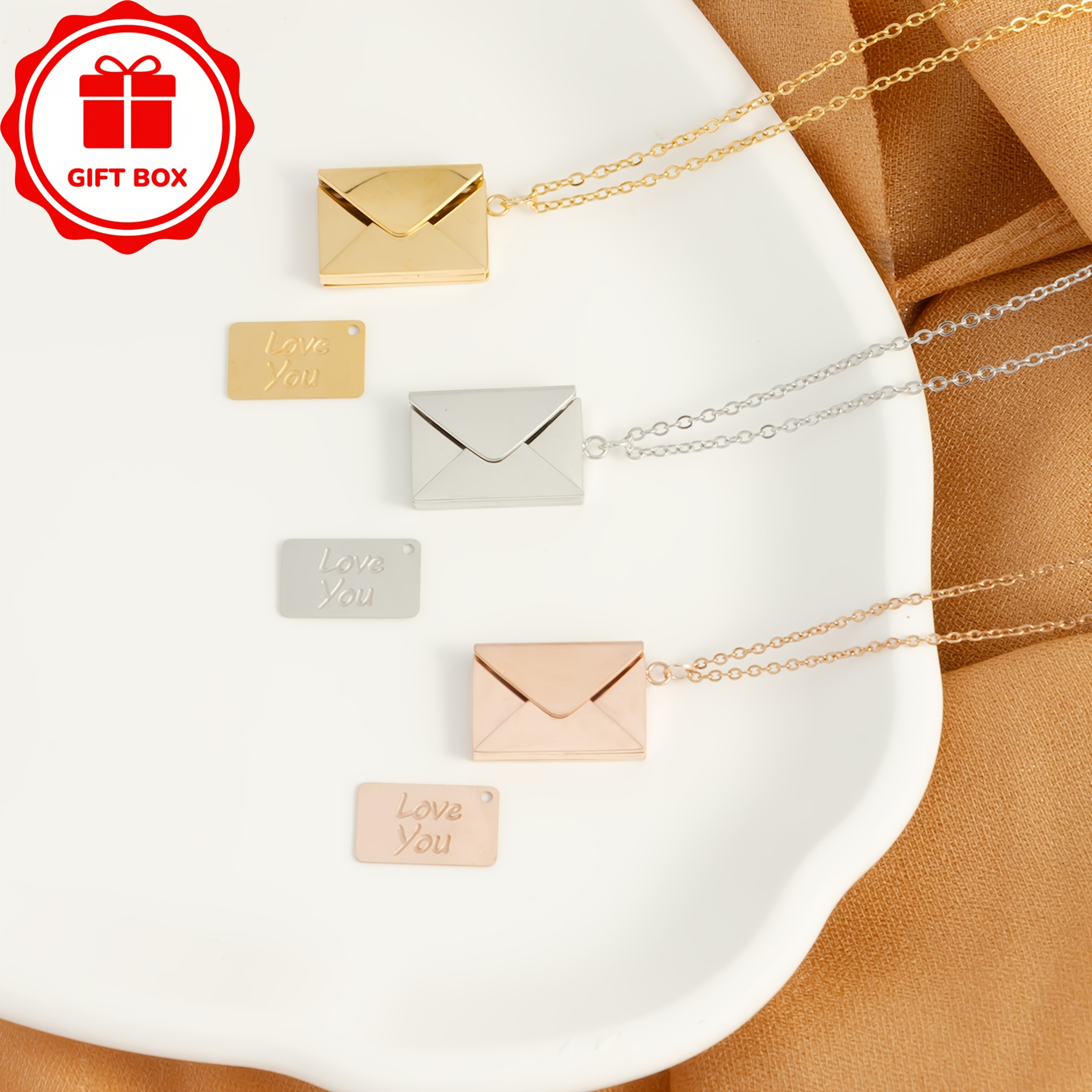 

Pendentif en de enveloppe élégant pour femmes, Charme en cuivre "Je t'aime" de style simple, Bijou hypoallergénique pour tous , Cadeau idéal pour toutes les