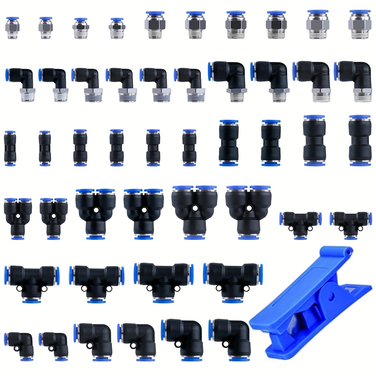 

49pcs Hose Fittings Kit - 1/8", 1/4", 3/8", 1/2" Npt Thread -in For & Systems, Includes Tubing