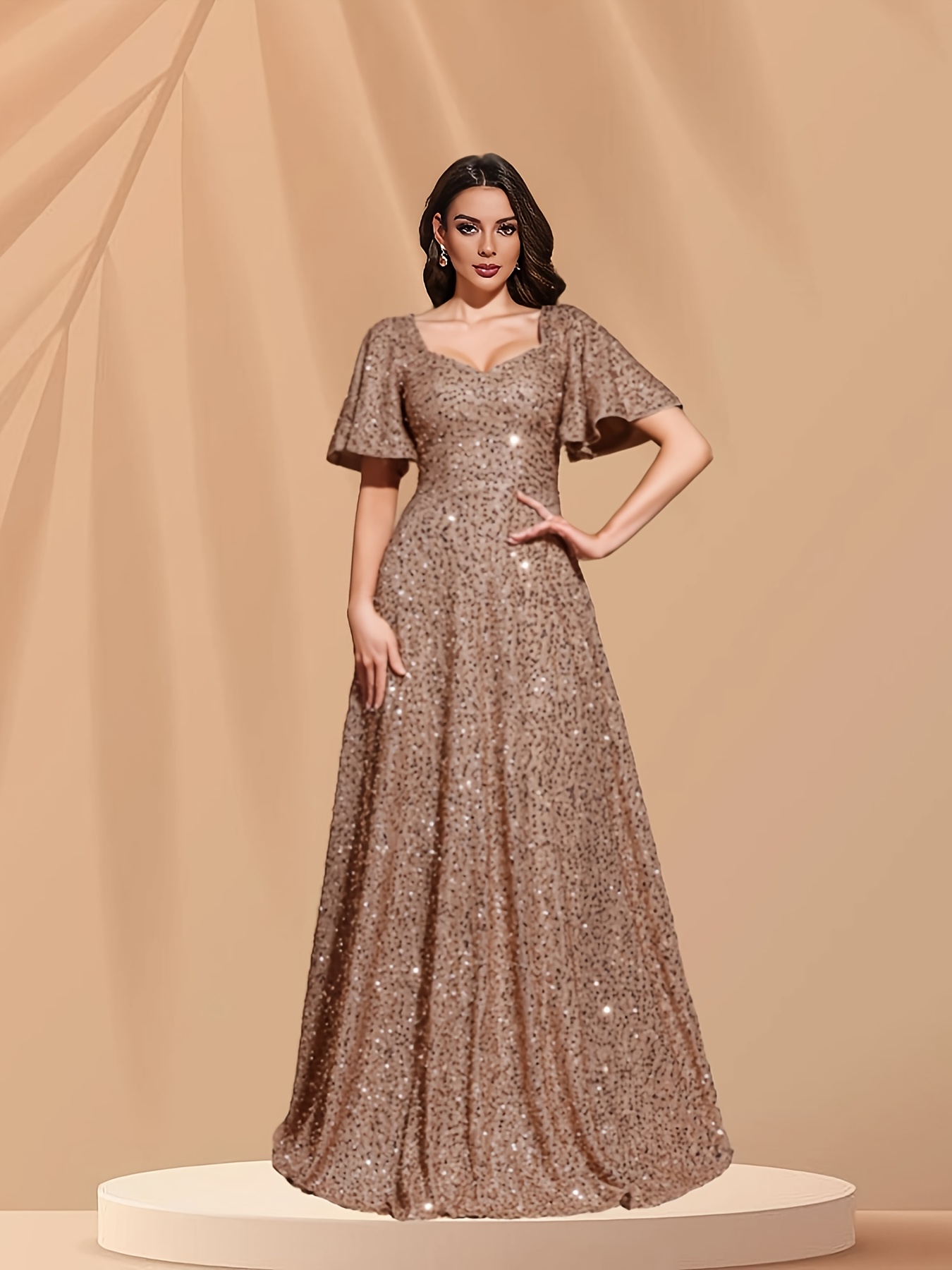 square neck pleated a line dress | Temu Oman