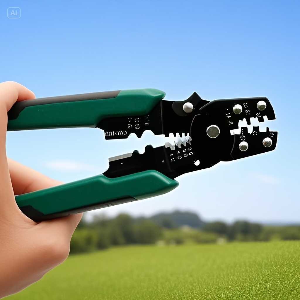 TEMU Heavy-duty Wire Stripper With Metal Jaws - Multi-functional Cable Cutter & Terminal Crimper, Ergonomic Non-slip Handle For Electricians, Wire