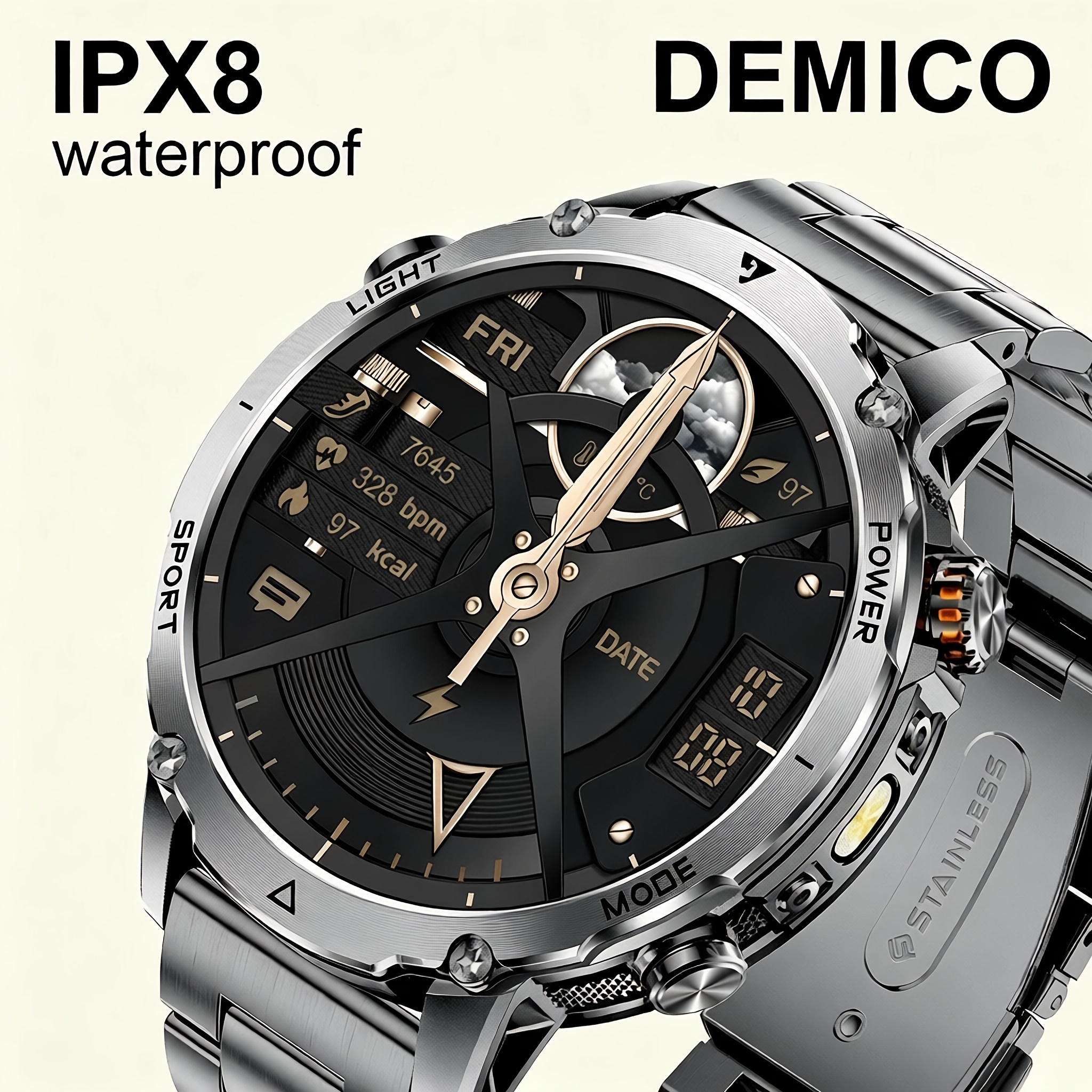 Image of Watch 1400mah Large Battery 1.7-inch Hd Calls Bluetooth Ipx8 Smartwatch For Iphone Sleep Monitor Led Light